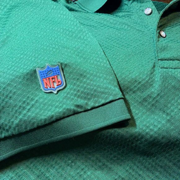NFL Jets Team Apparel by Reebok Polo Mens Size Large Green Diamond Pattern - Picture 7 of 13